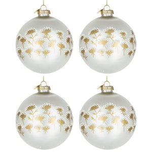 Palline di Natale in Vetro Bianche con Decorazioni Oro Achillea Diametro: 100 mm
