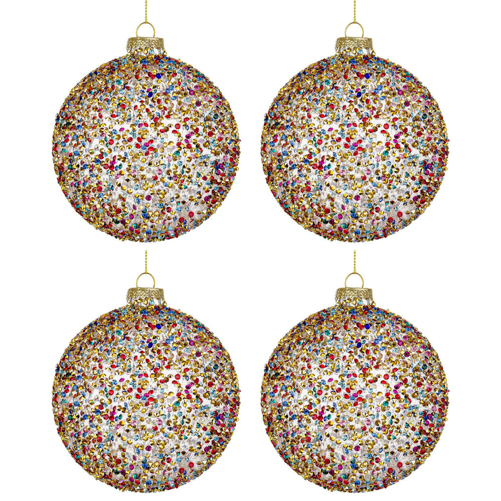 Palline di Natale in Vetro con Pietre Colorate Kleis Multicolor Diametro: 100 mm