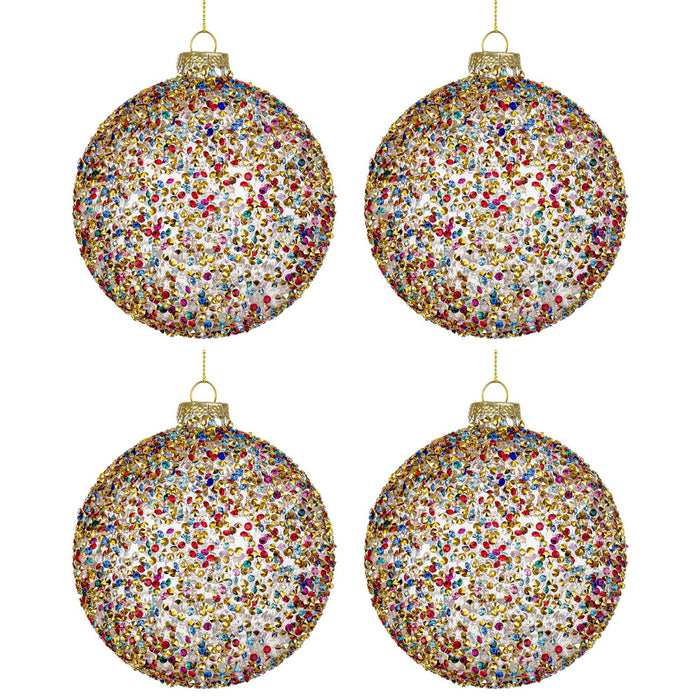 Palline di Natale in Vetro con Pietre Colorate Kleis Multicolor Diametro: 100 mm
