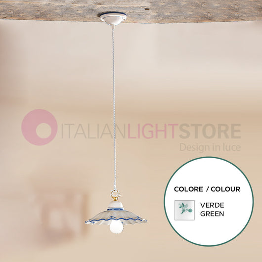 ALTOPASCIO Sospensione in Ceramica D.28 Rustica Country COLORE DECORI: VERDE