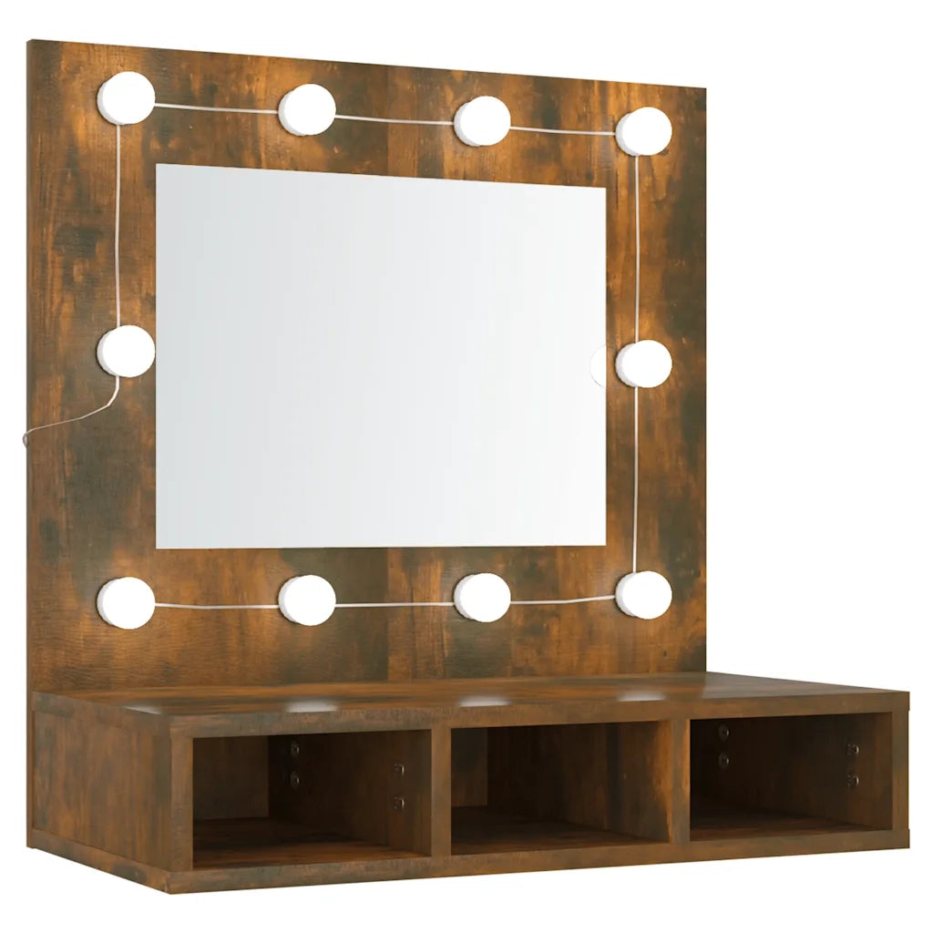 Mobile a Specchio con LED Rovere Fumo 60x31,5x62 cm cod mxl 61966