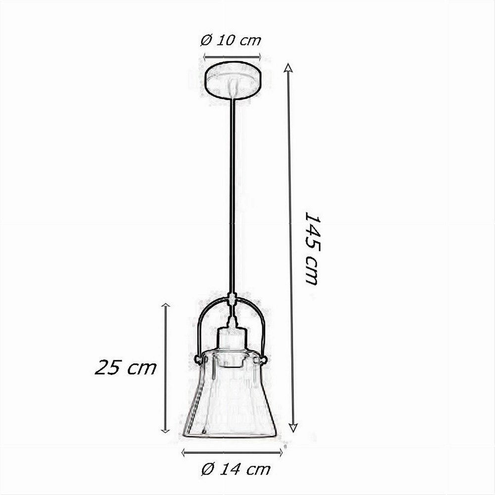 Trade Shop - Lampadario A Sospensione Con Paralume In Vetro Lampada Moderna Attacco E27 Lp-90 -