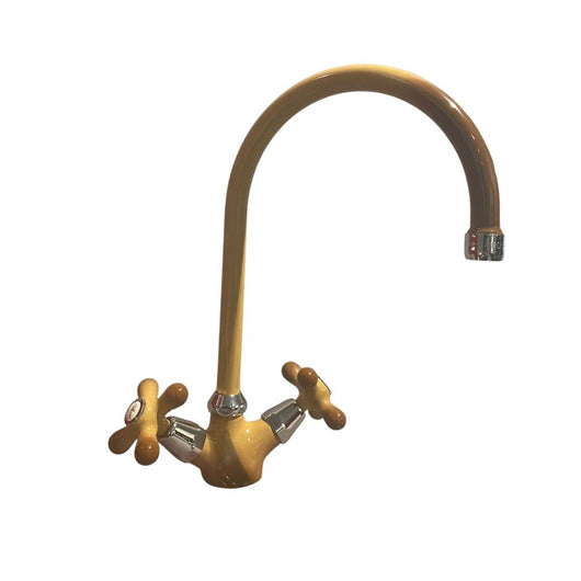 Rubinetto Cucina Miscelatore Doppio Comando Lavello Canna Tonda in Ottone Paini Monaco Terra di Francia