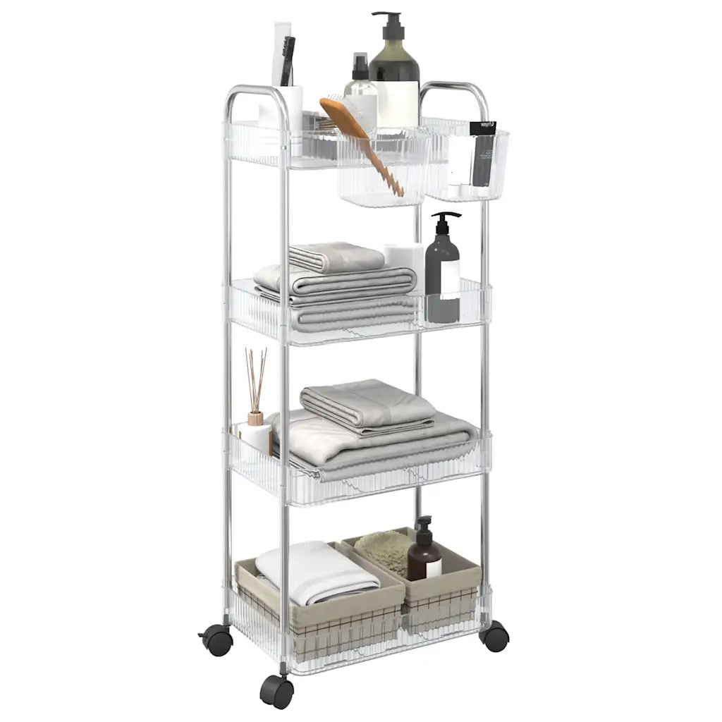 Carrello Portaoggetti a 4 Livelli 37x28x95 cm in Acrilico 4012380