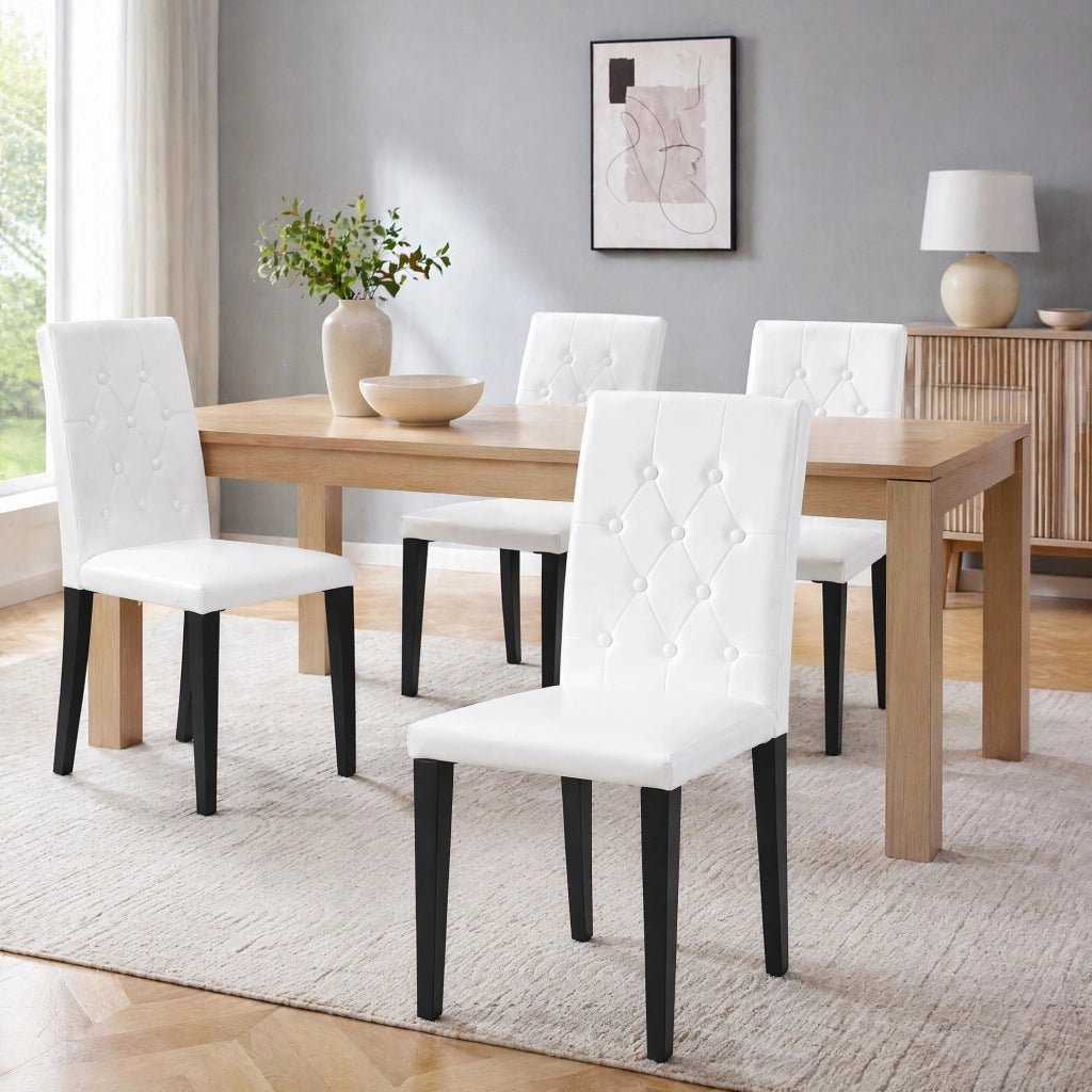 SEDIA da pranzo Set da 4 pezzi 89 cm PU bianco con gambe in metallo nero