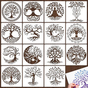 Serie di Stencil 15 pezzi 15 x 15 cm - Stencil Reutilizzabile - Stencil per Pittura - Decorazione per Parete/Tetto - Decorazioni per Fai da Te - Regali di Natale per Bambini