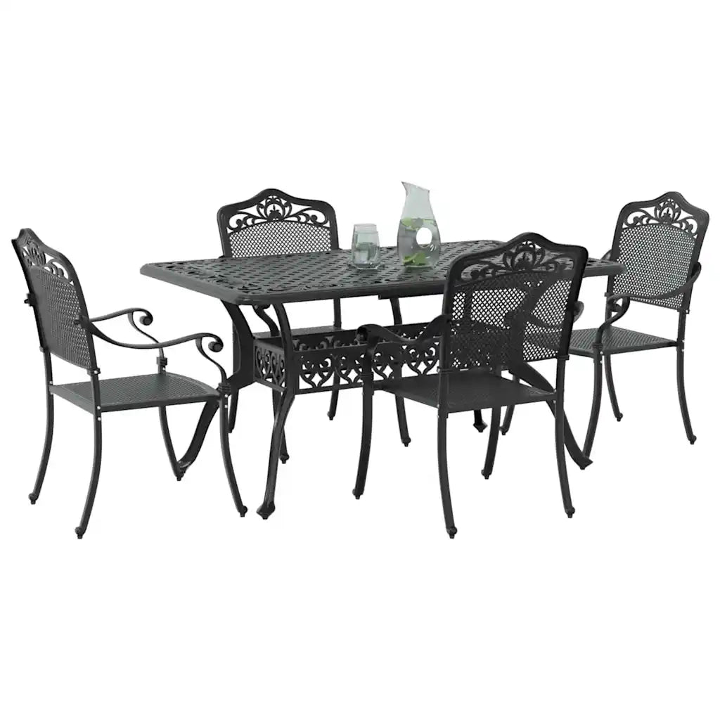 Set da Pranzo per Giardino 5 pcs Nero Alluminio 3334661