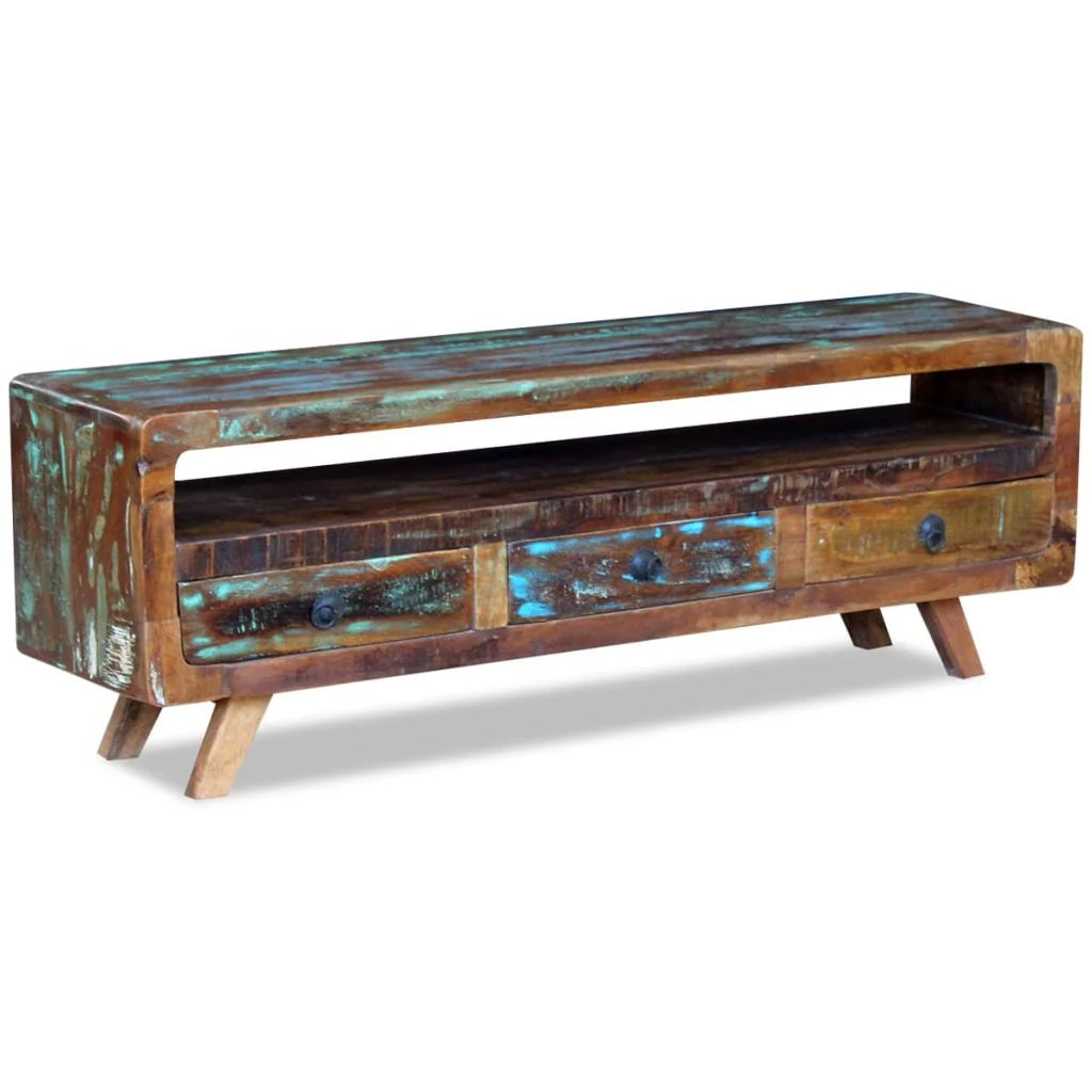Pratico mobile porta TV/credenza di design con 3 cassetti realizzato in legno massello di recupero 2502100