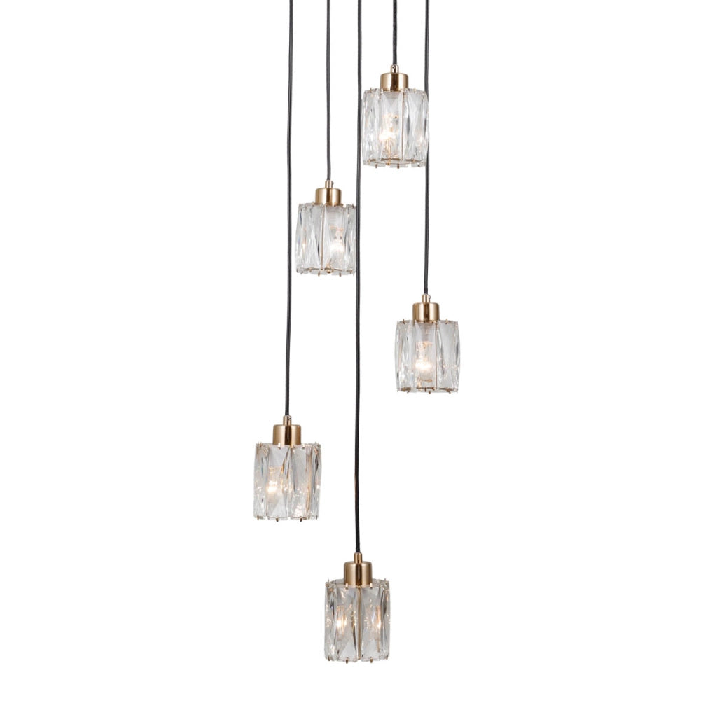 Lampadario rotondo nero-oro cristallo 5xE14 TORNO Italux