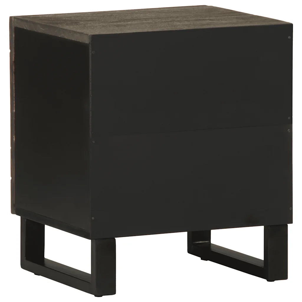 Comodino Nero 40x33x46 cm in Legno Massello di Mango 4017680