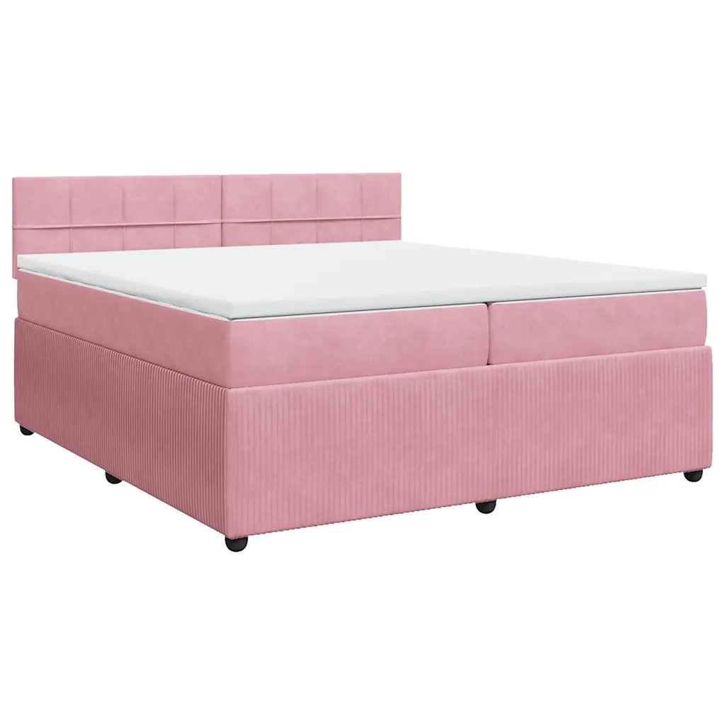 Giroletto a Molle con Materasso Rosa 200x200 cm in Velluto 3290135