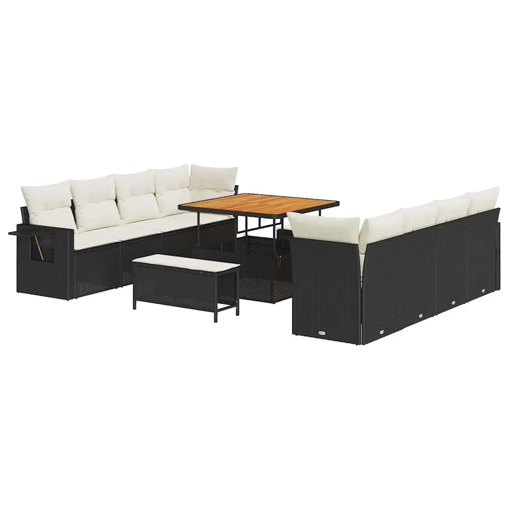 Set Divano da Giardino 11 pcs Nero Poly Rattan 3361725