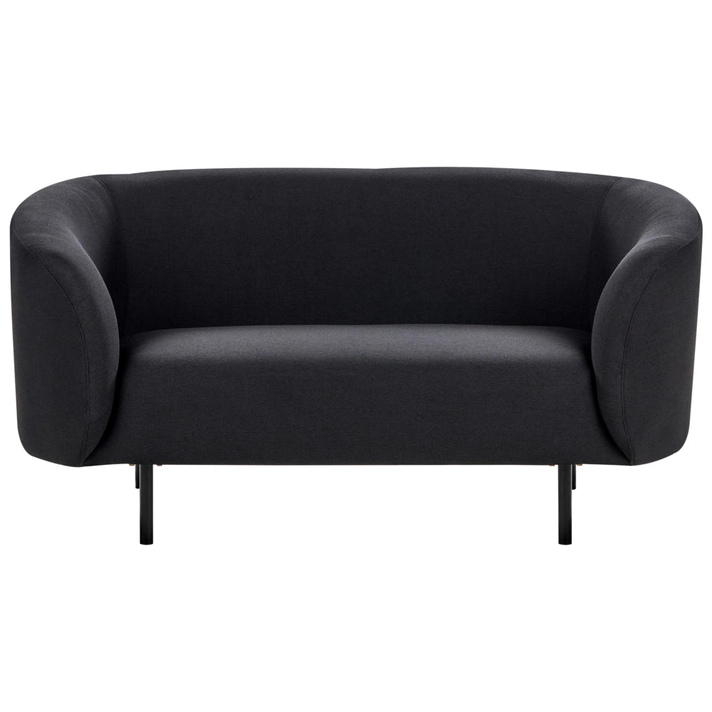 Divano 2 posti in poliestere nero con gambe nere stile glamour retrò soggiorno