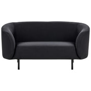 Divano 2 posti in poliestere nero con gambe nere stile glamour retrò soggiorno