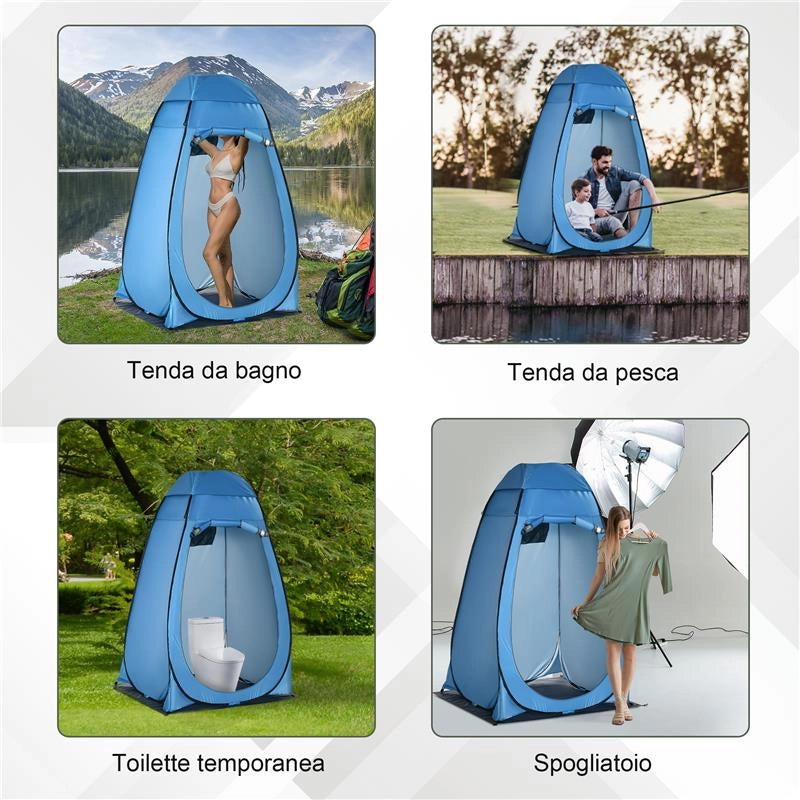 TENDA DOCCIA DA CAMPEGGIO E SPIAGGIA CON PORTA A CERNIERA E BORSA DI TRASPORTO 126X124X189 CM BLU