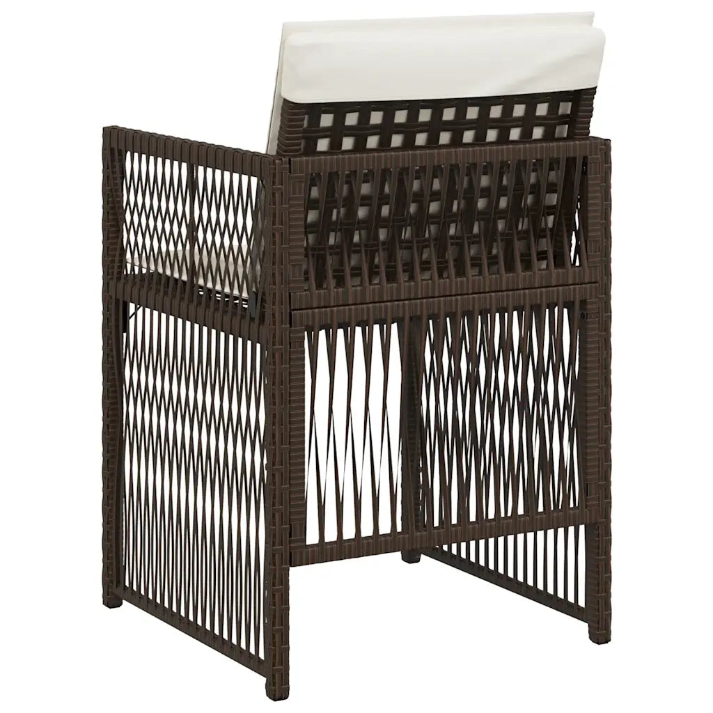Sedie da Giardino con Cuscini 4 pz Marroni in Polyrattan