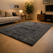 Lateleha, Tappeto Altezza Pelo 35 mm 100% Poliestere, 110x60 cm Nero Antracite