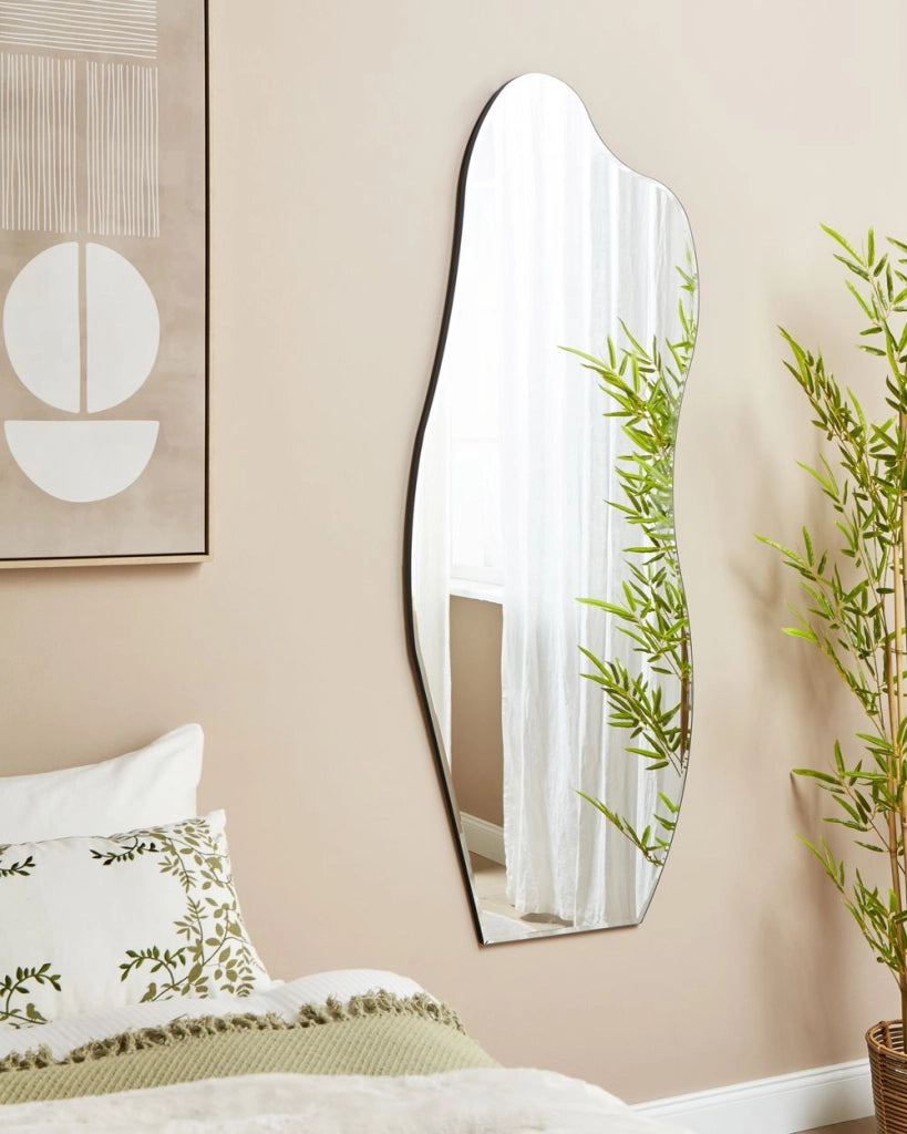 Specchio da parete in argento con cornice in MDF di forma irregolare e ganci Decorazione da parete in stile moderno