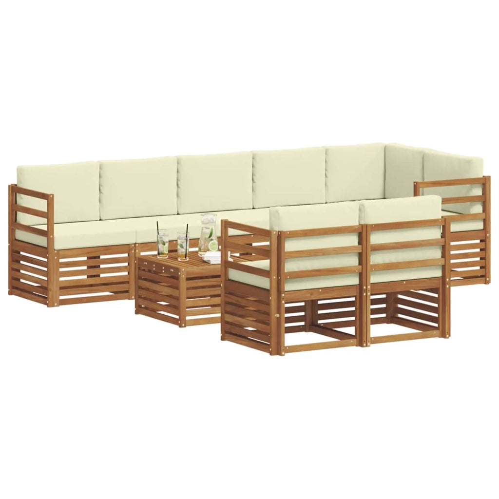 Set di divani da esterno 9 pz Naturale e Crema Poliestere 3375030