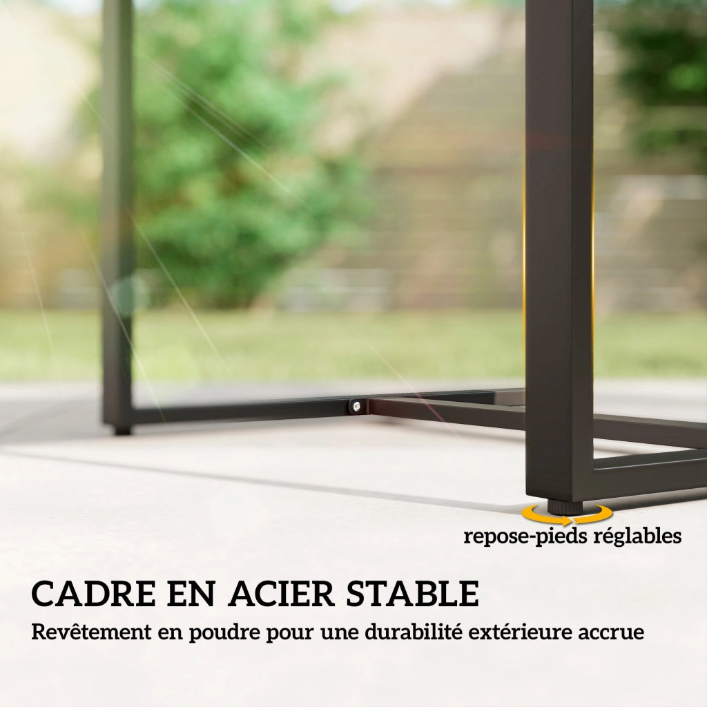 Set Giardino con Tavolo e Sedie ¨C Zephmum ¨C Polyrattan Nero Vetro Temperato