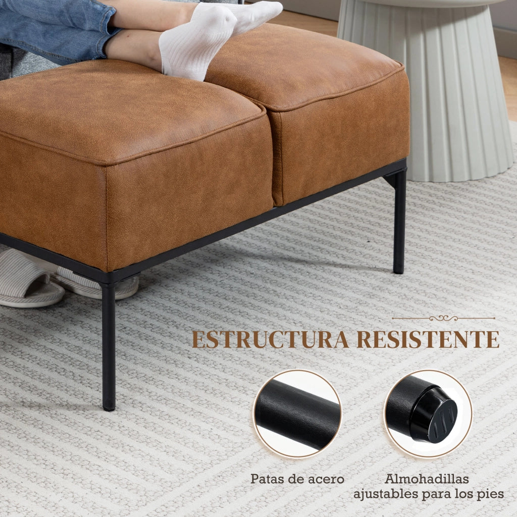 Pouf panca da letto ¨C Xylo ¨C similpelle marrone con gambe in acciaio 80x40x46 cm