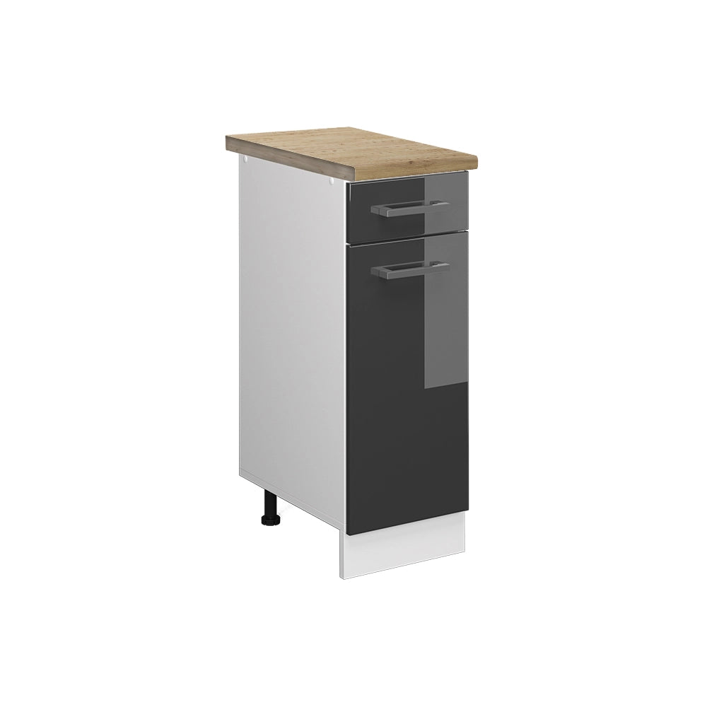 Vicco Mobiletto base per cucina Antracite lucido 30 cm , PL Rovere