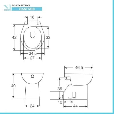 Wc tradizionale a pavimento in ceramica bianco lucido con brida  Flora