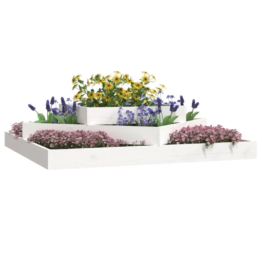 Fioriera | Cassetta per fiori | Vaso Bianca 112x112x27 cm in Legno Massello di Pino