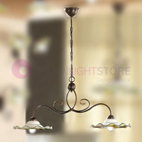 GIRASOLE Lampada a Sospensione Doppia in Ferro e Ceramica