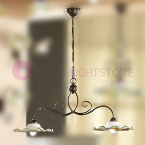 GIRASOLE Lampada a Sospensione Doppia in Ferro e Ceramica