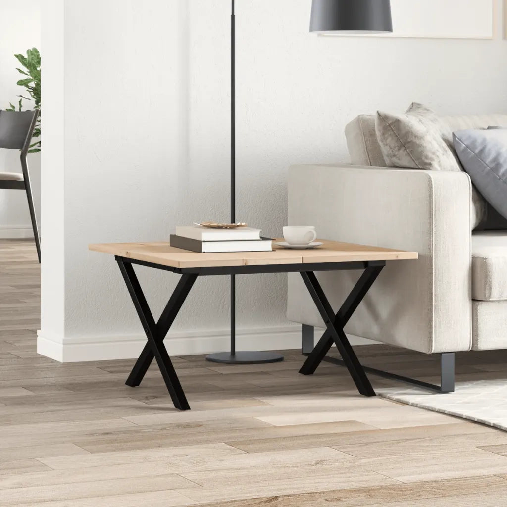 vidaXL Tavolino da Salotto Telaio a X 60x60x40 cm Legno Pino e Acciaio