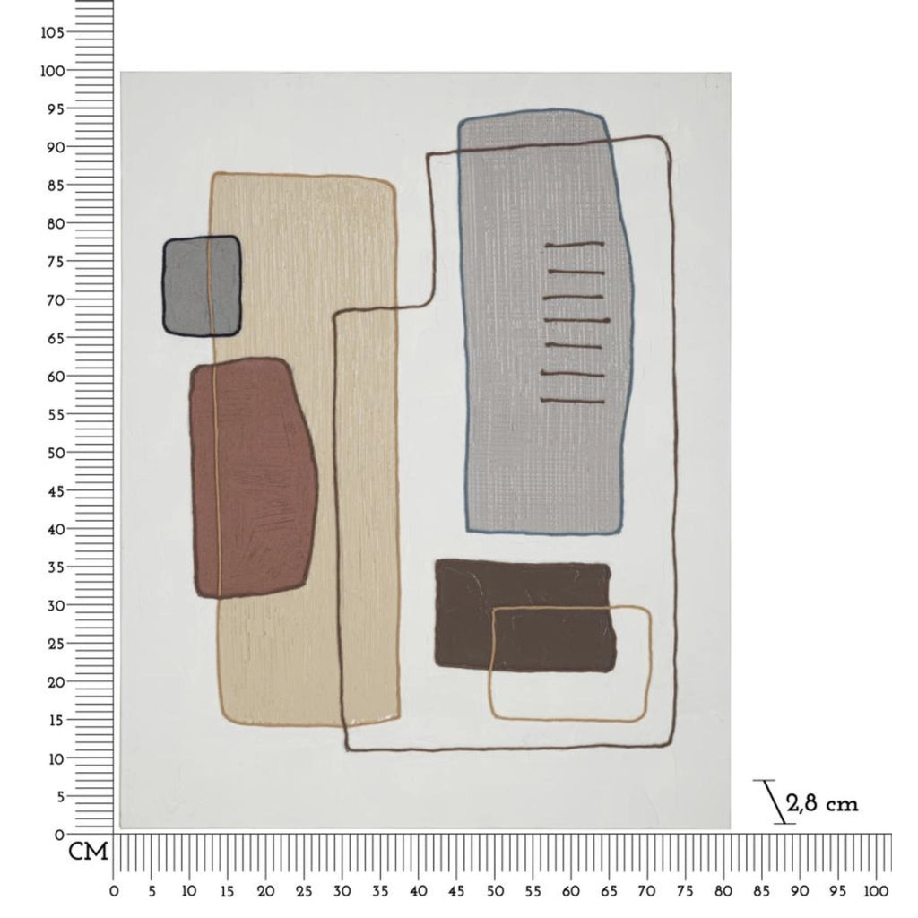 Stampa su Tela Geometrico 24, Multicolore, Legno, 80x2,8x100 cm