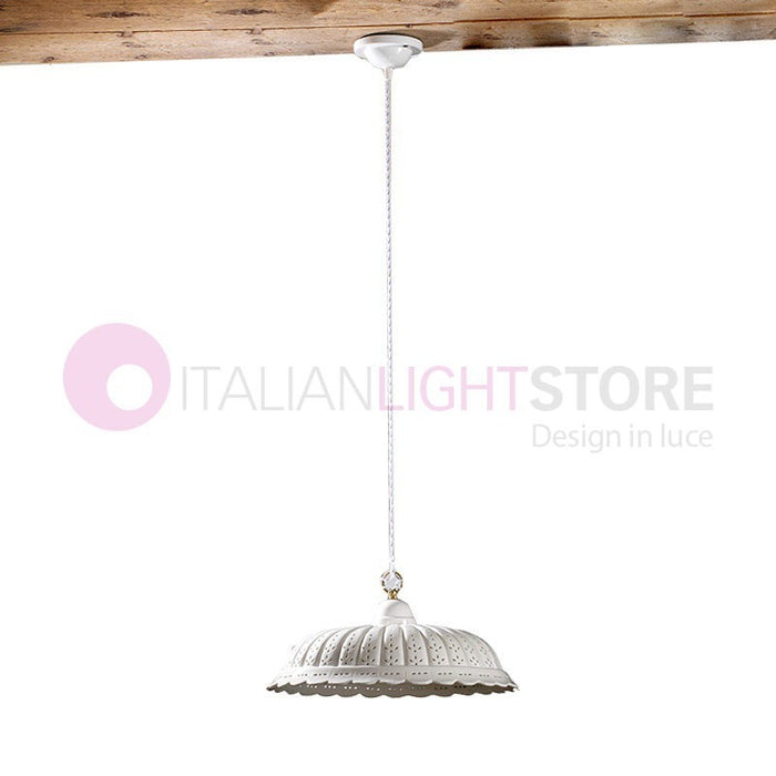 POMARANCE Sospensione Ceramica Bianca d. 42 Rustica Country