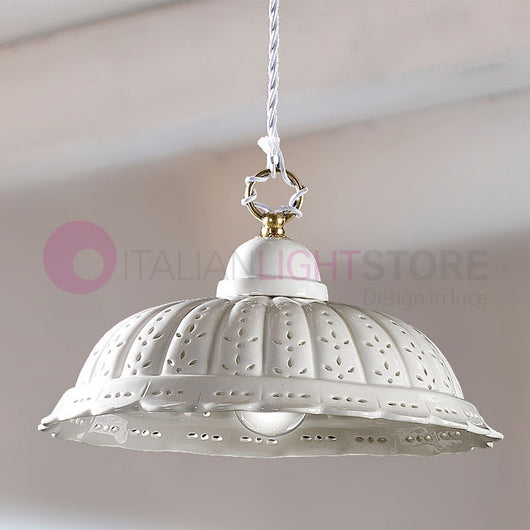 POMARANCE Sospensione Ceramica Bianca Traforata d. 32