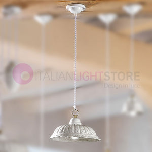 POMARANCE Sospensione Ceramica Bianca Traforata d. 32