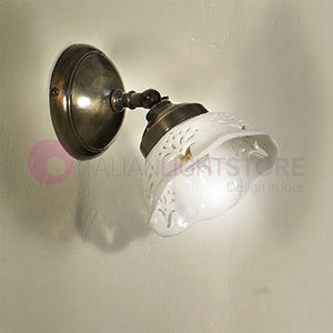 RIPARBELLA  Applique Spot Orientabile Ottone Ceramica Rustico Country
