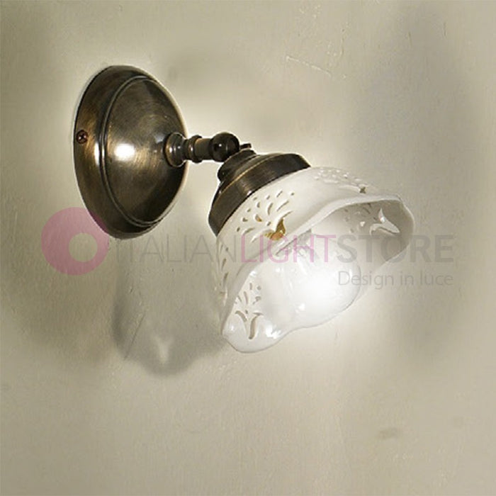 RIPARBELLA  Applique Spot Orientabile Ottone Ceramica Rustico Country