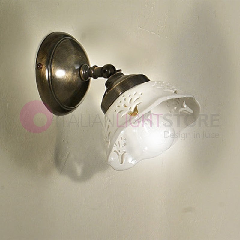 RIPARBELLA  Applique Spot Orientabile Ottone Ceramica Rustico Country