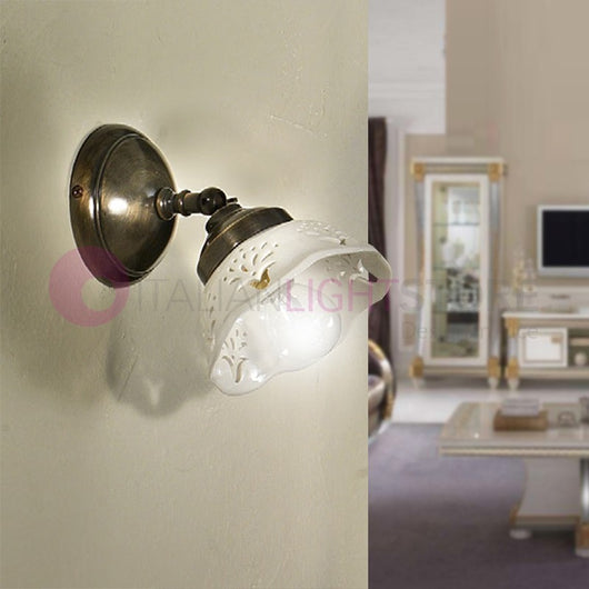 RIPARBELLA  Applique Spot Orientabile Ottone Ceramica Rustico Country
