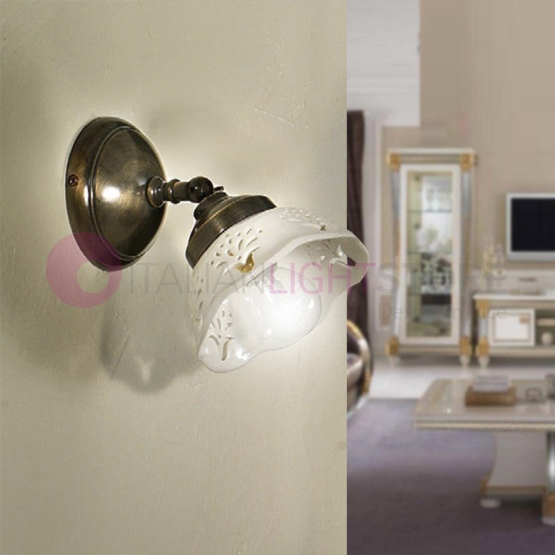 RIPARBELLA  Applique Spot Orientabile Ottone Ceramica Rustico Country