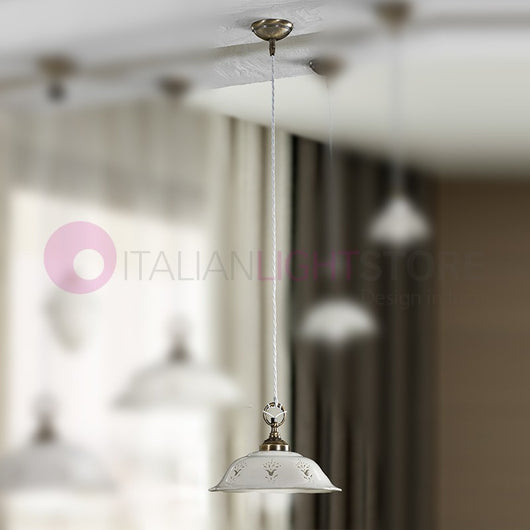 RIPARBELLA Sospensione D. 29 in Ceramica e Ottone Rustico Country