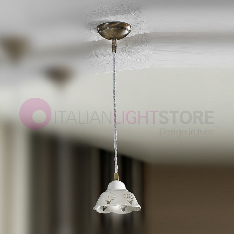 RIPARBELLA Mini Sospensione in Ceramica e Ottone Rustico Country