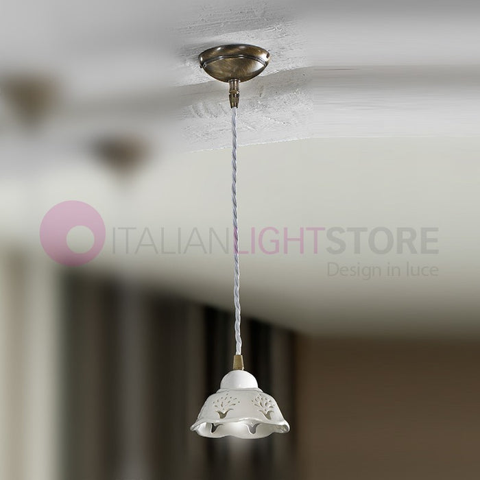 RIPARBELLA Mini Sospensione in Ceramica e Ottone Rustico Country