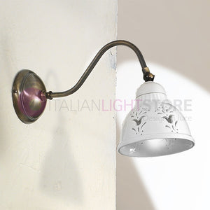 MASSERIA Applique con Braccio Ottone E Ceramica Rustico Country