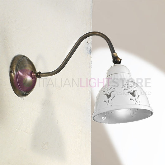 MASSERIA Applique con Braccio Ottone E Ceramica Rustico Country