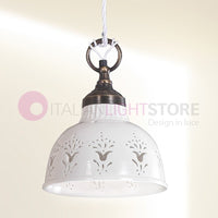 MASSERIA Sospensione Piccola D. 19 in Ceramica e Ottone Rustico Country