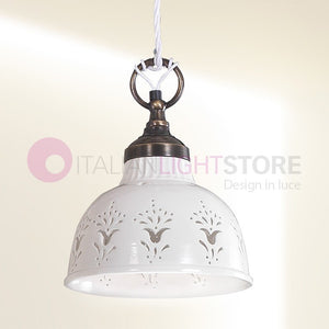 MASSERIA Sospensione Piccola D. 19 in Ceramica e Ottone Rustico Country