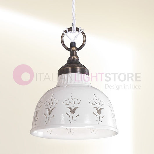 MASSERIA Sospensione Piccola D. 19 in Ceramica e Ottone Rustico Country