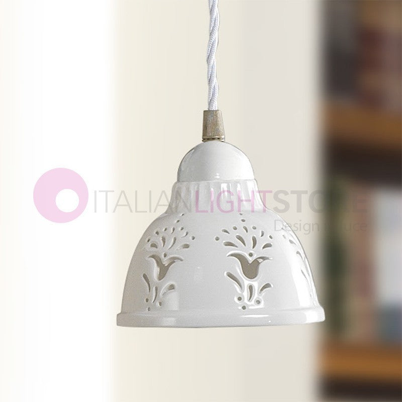 MASSERIA Mini Sospensione D.13 in Ceramica e Ottone Rustico Country