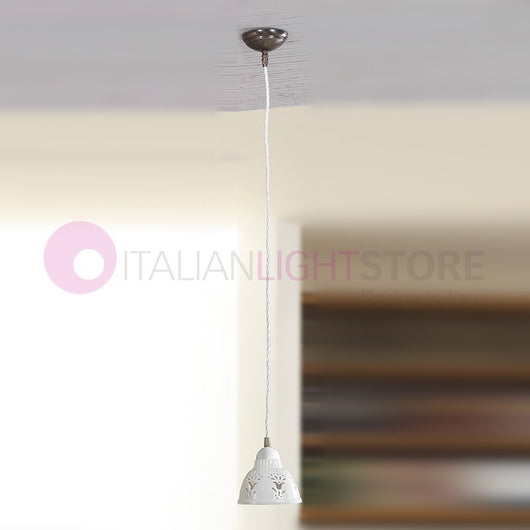 MASSERIA Mini Sospensione D.13 in Ceramica e Ottone Rustico Country